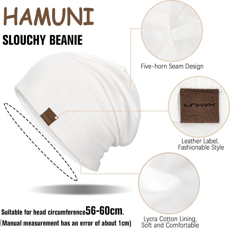HAMUNI Slouchy Beanie for Men Women Soft Lightweight Running Beanie Hat Chemo Cap Skull Cap - Image 2
